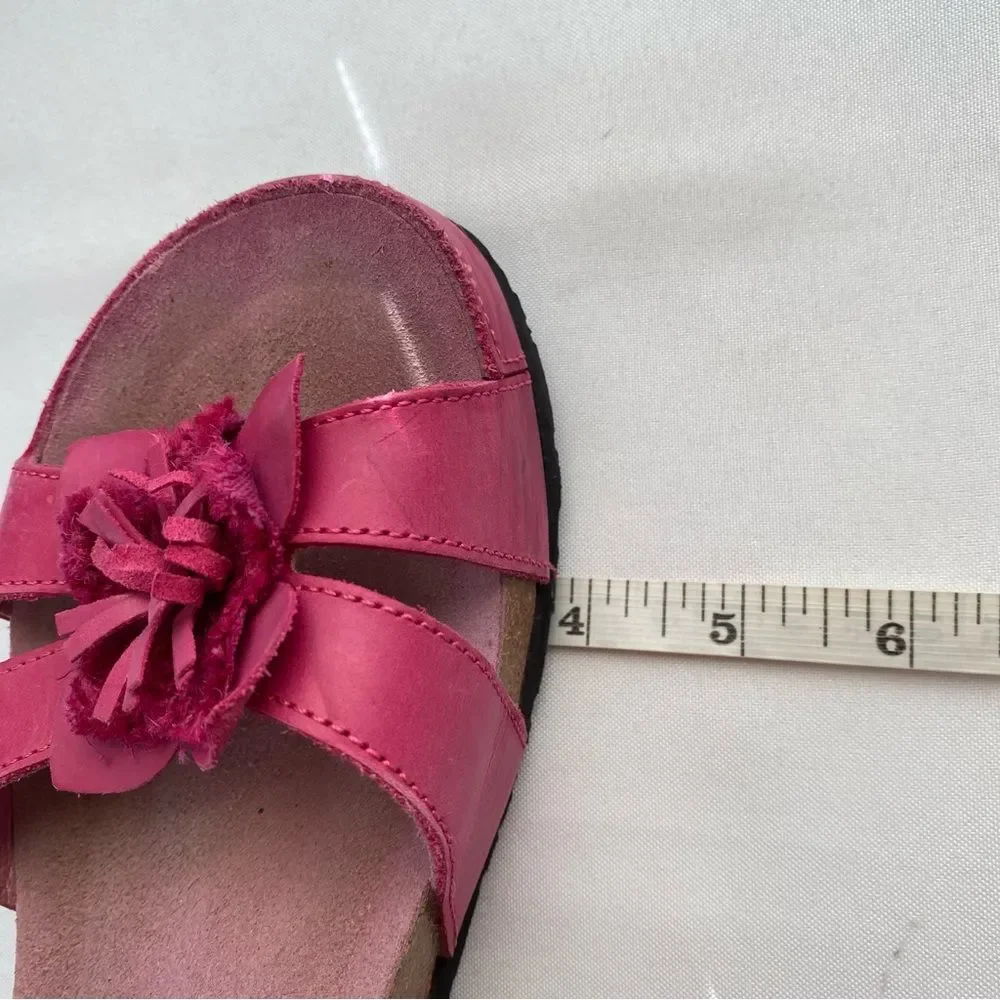 Vionic Pink Orthaheel Floral Strappy Leather Cork Wedge Heeled Sandals Size 7